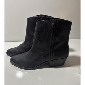 Lucky Brand NWOB Womens Black Leather Side Zip Boots Booties Mid-Calf Size 11